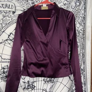 Vintage satin plunge neck top